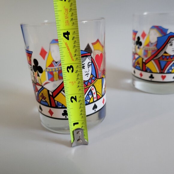 Libbey King & Queen Set Of 2 Vintage Playing Card Theme Lowball Glasses - Picture 5 of 5